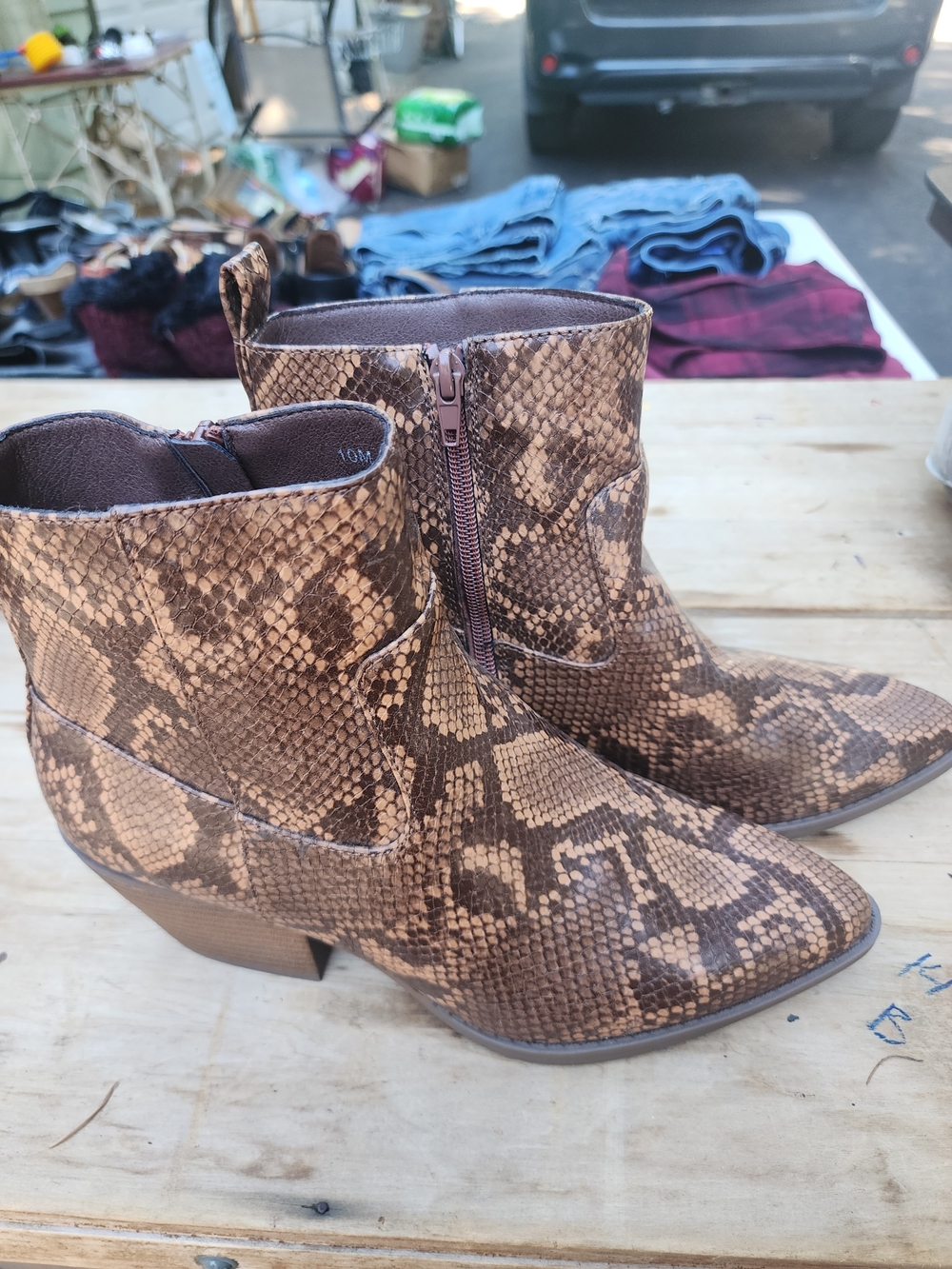 Women's Snake-Print Ankle Boots - Brown